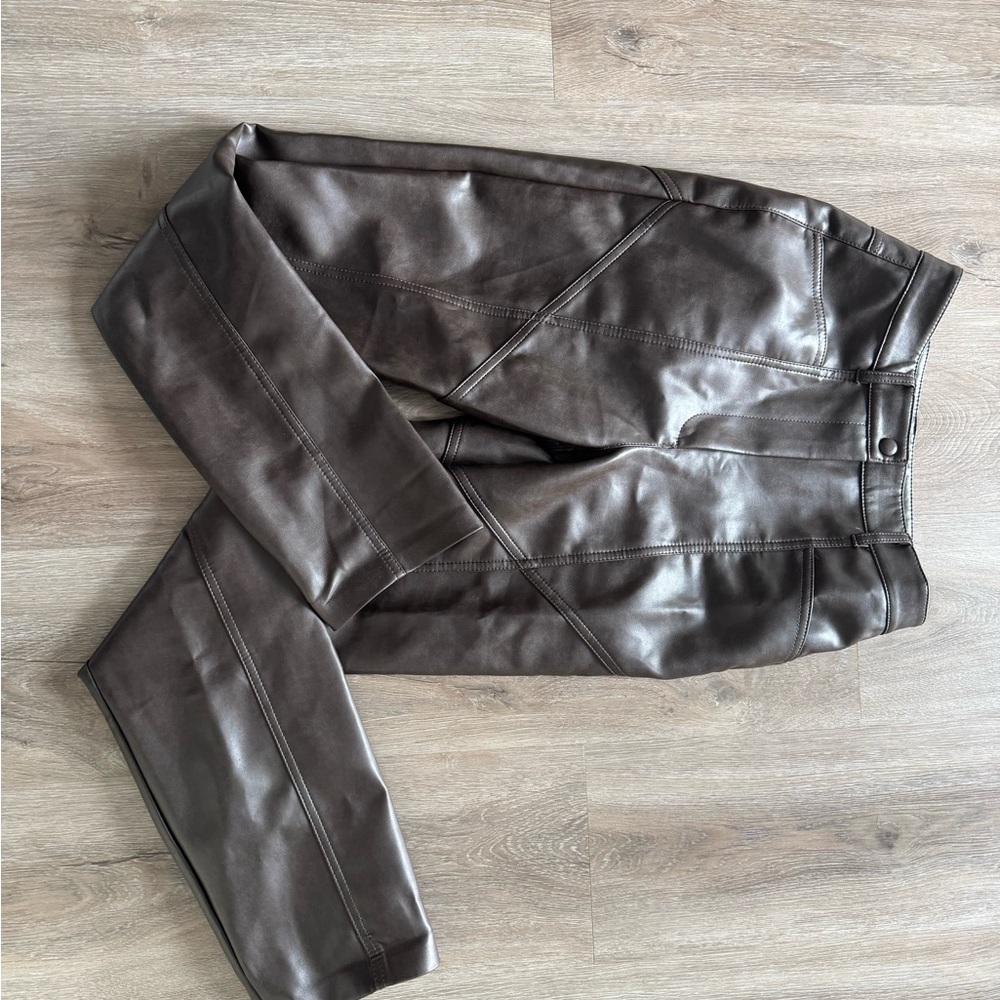 Aritzia rebel brown Faux Leather Pants